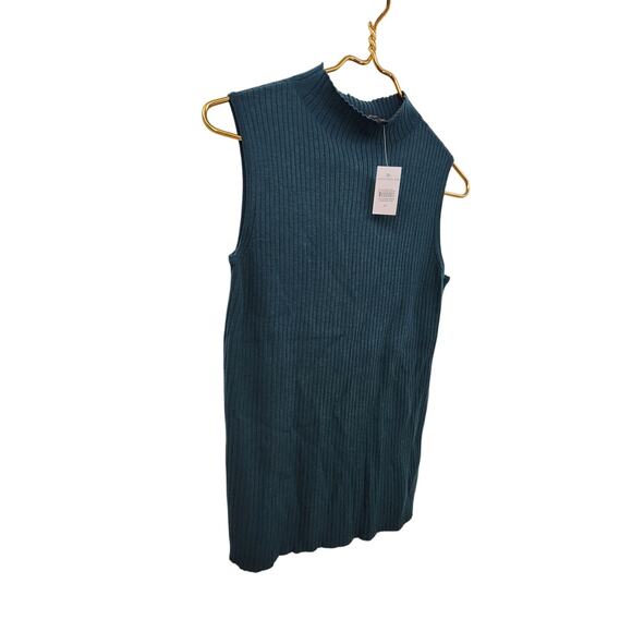 New NWT Ann Taylor Ribbed Sleeveless Sweater Top Green Size Medium - Picture 3 of 7